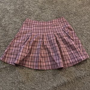 Pink plaid skirt